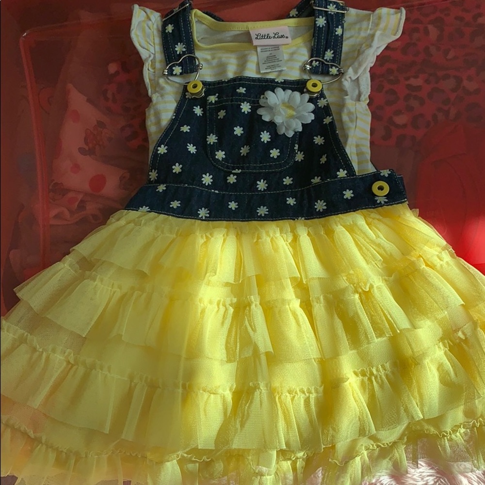 Beautiful little lass daisy skirt overalls sz 3t